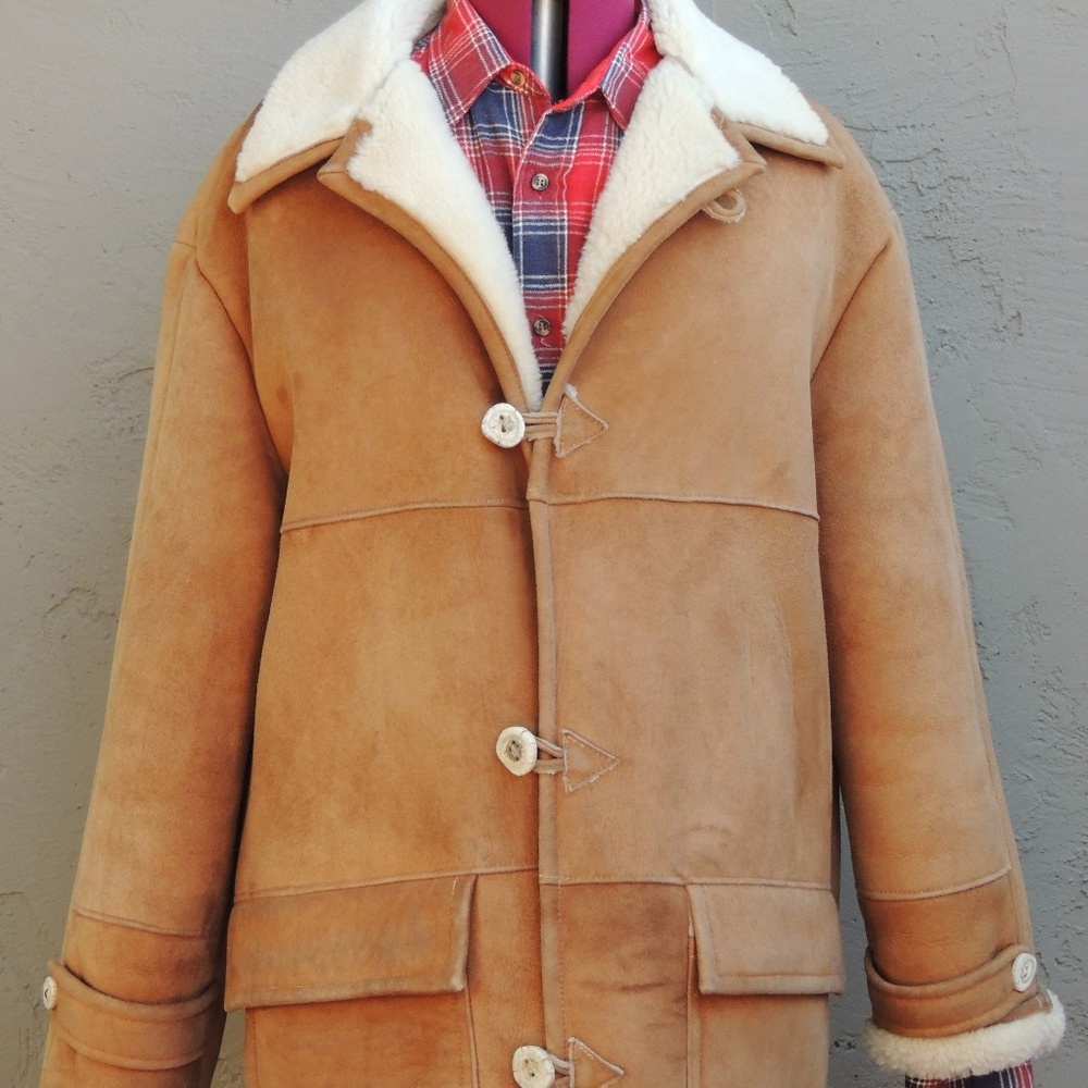 >ll==l> Overland Sheepskin Real Shearling Coat